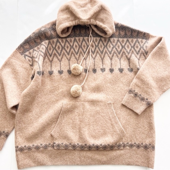 Zara Wool Llama Blend Sweater Oversized Hearts Rustic - Picture 2 of 7